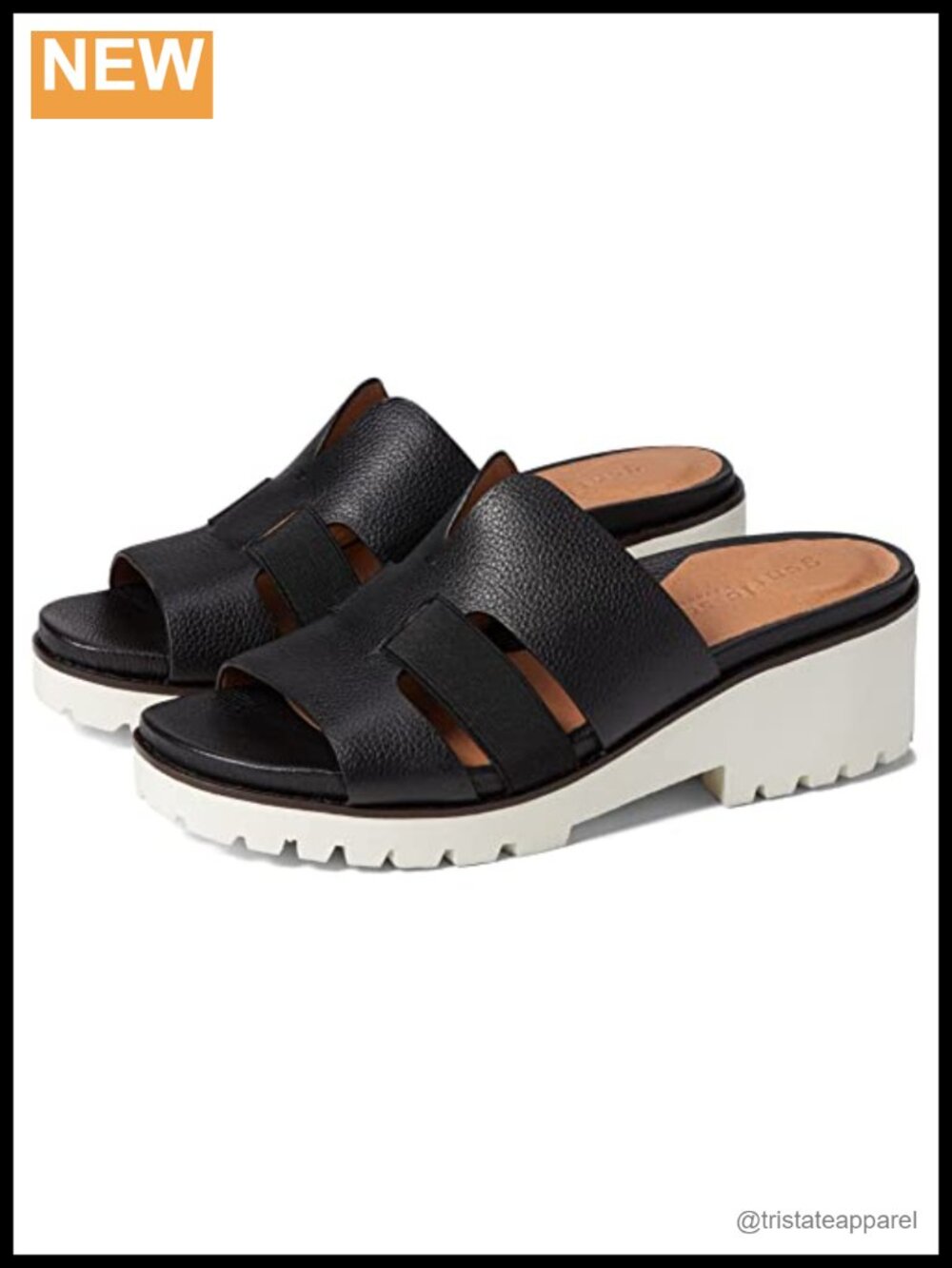 Kenneth Cole Women's Anja Elastic Slide Sandal Black Leather